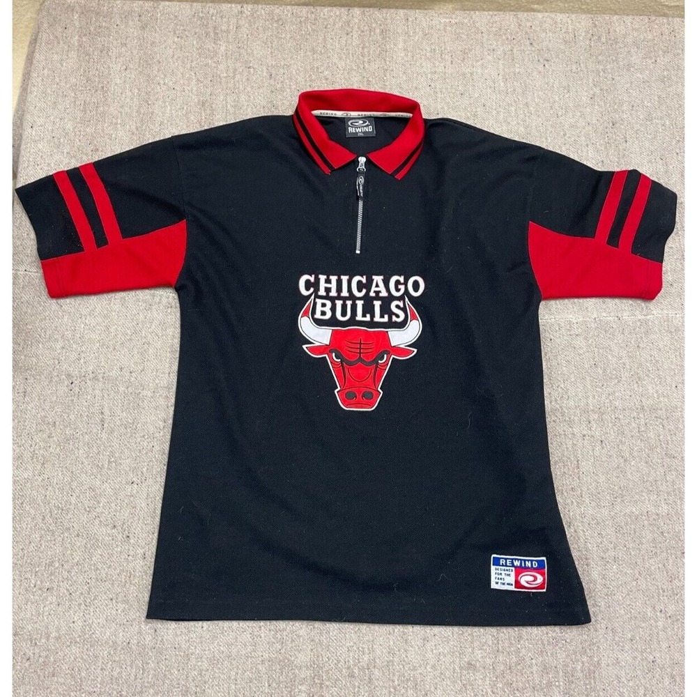 vintage chicago bulls shirt mens 2xl black 1990s NBA‎ 1/4 zip rewind